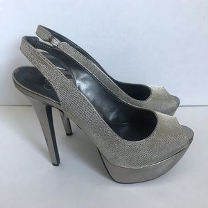 Jessica Simpson Silver “Halie2” Mesh Slingbacks
